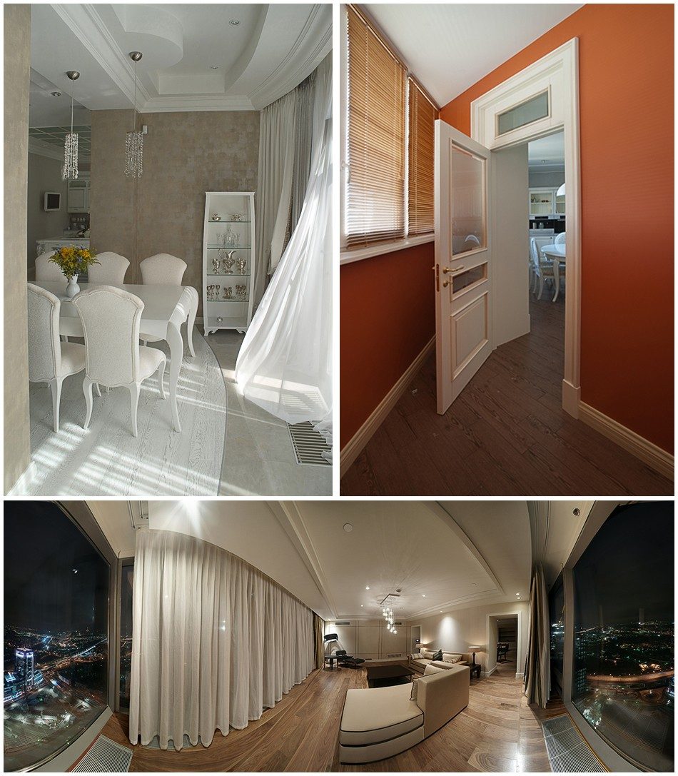 Съемка интерьера под разными углами обзора, т.е. с объективами разного фокусного расстояния.