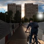 Две многоэтажки позднесоветской постройки, вид с железнодорожного моста станции Люблино, Печатники, Москва