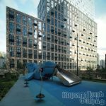 Детская площадка в ЖК Level Причальный, кит-полосатик в натуральную величину, Шелепихинская набережная, Пресненский район