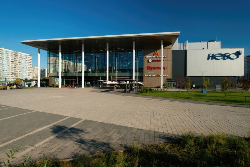 Панорама улицы Авиаторов и жилой застройки района Солнцево, вид с высоты, Москва