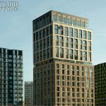 ЖК NOW, фрагмент фасада со стороны реки, остекление и балконы