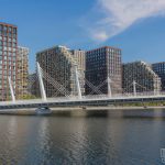 Вид на набережную и причал Ривер Парка с воды, Москва-река, Нагатинский затон, ЮАО