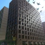 Дом с зайцами, фасад, керамические зайцы между окон, ЗИЛАРТ