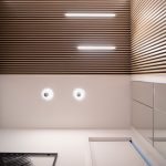 Зеркальный шкаф и реечная ТВ-зона в интерьере спальни, Ривер Парк