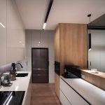 Встроенная кухня с техникой премиум-класса и глянцевыми фасадами в ЖК Ривер Парк