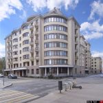 Архитектурная фотография современного здания с панорамным остеклением в Москве